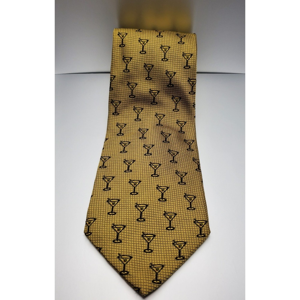 ECHO Italian Silk MARTINI Tie‎ (Tailored in ITALY) - Golden Yellow Black